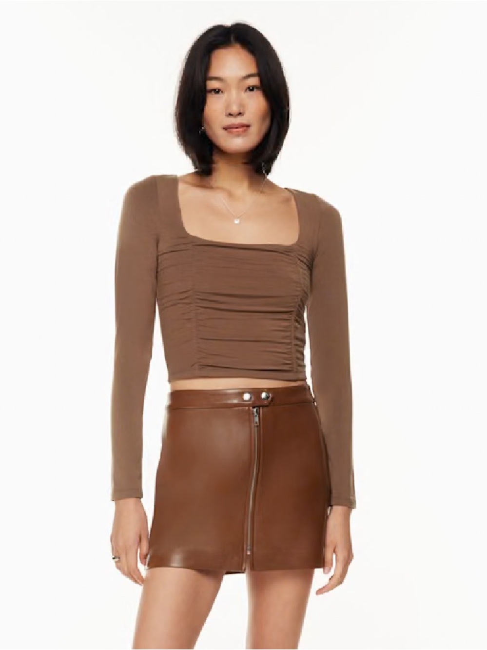 ARITZIA WILFRED Lydia Top in Cognac Brown - Like New, Extra Small